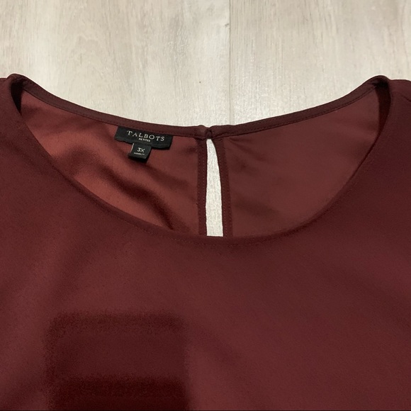 Talbots Maroon Burgundy Side Tie Top Blouse Sz 3X - Picture 7 of 8